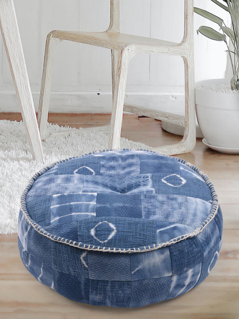 

Tistabene Blue & White Block Printed Round Floor Cushion