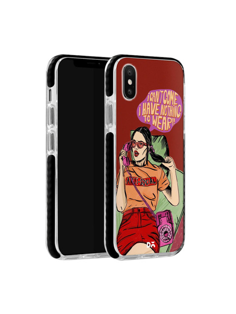 

DailyObjects Men Red & Green Anti-Social Babe iPhone X Stride Back Cover