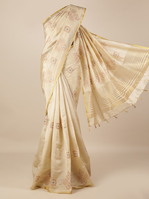 

Pothys Cream-Coloured Woven Design Jute Silk Saree