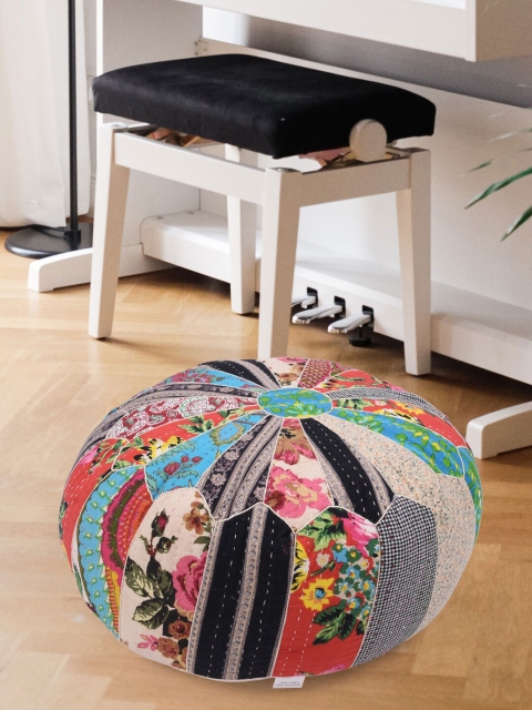 

Tistabene Blue & Pink Printed Patchwork Round-Shaped Floor Cushion