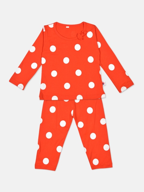 

Fashitale Unisex Kids Orange Printed Top with Pyjamas