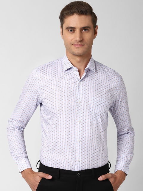 

Peter England Elite Men White Slim Fit Printed Cotton Formal Shirt