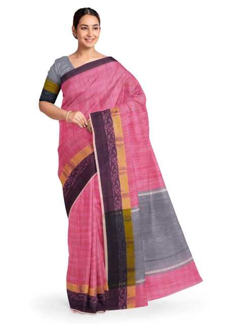

KLM Fashion Mall Pink Woven Design Saree