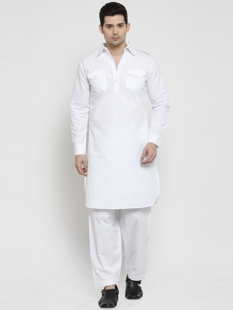 

Purple State Men White Solid Kurta with Salwar