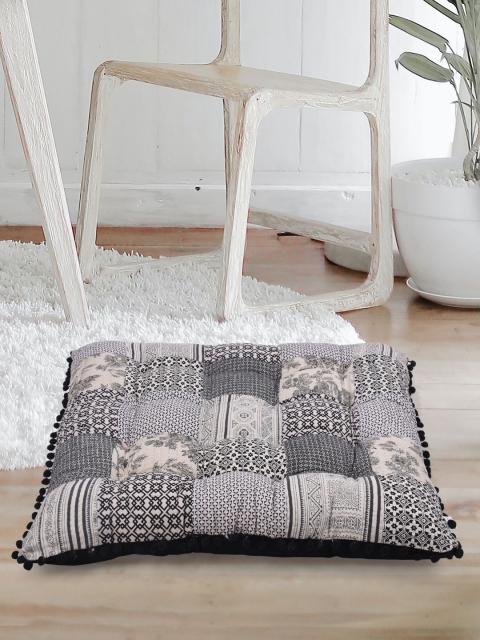 

Tistabene Black & Beige Printed Square Floor Cushion
