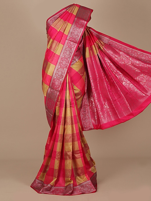 

Pothys Pink Checked Art Silk Saree