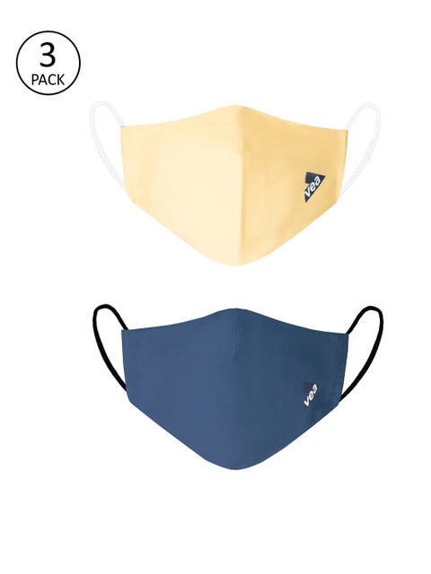 

VEA Pack Of 2 Solid 3-Ply Reusable Cloth Face Masks, Yellow
