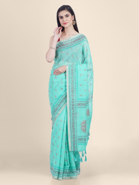 

Kasat Sea Green Printed Pure Cotton Saree