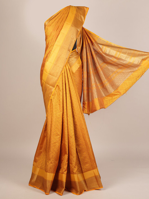 

Pothys Mustard Yellow Woven Design Jute Silk Saree