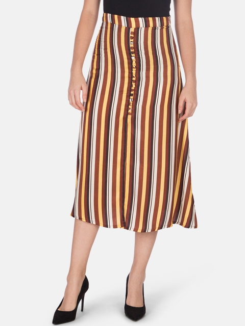 

Smugglerz Women Brown & Beige Striped Maxi Flared Skirt