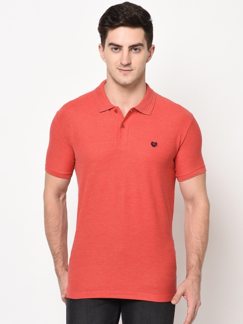 

Duke Men Orange Solid Polo Collar T-shirt