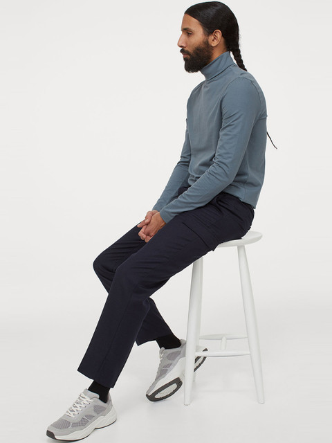 

H&M Men Blue Polo-Neck Top Slim Fit