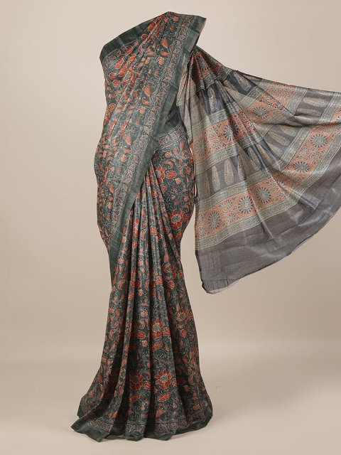 

Pothys Green & Brown Jute Silk Printed Saree