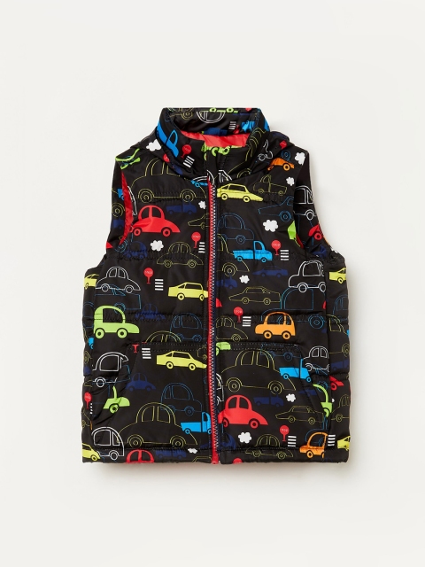 

Juniors by Lifestyle Boys Black Printed Windcheater Padded Jacket
