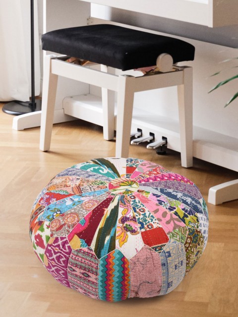 

Tistabene Multicoloured Patchwork Round Poof Floor Cushion, Multi