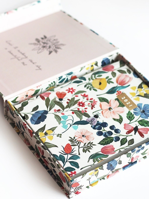 

The Ink Bucket White & Blue Floral Printed 2021 Florence Planner
