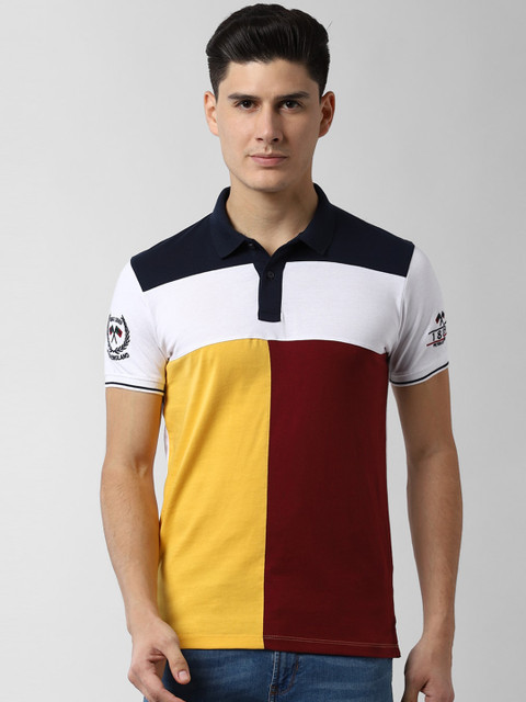 

Peter England Casuals Men Multicoloured Colourblocked Polo Collar T-shirt, Multi
