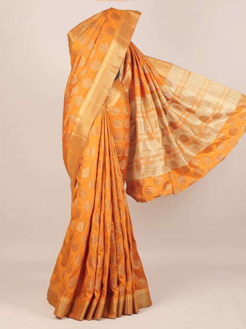 

Pothys Orange Woven Design Jute Silk Saree
