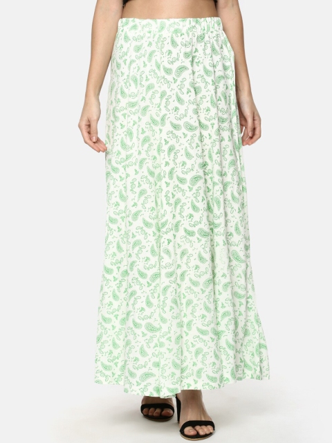 

YCANF Women Off White Printed Maxi Skirt