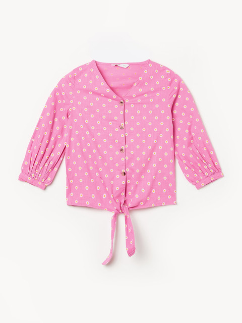 

Bossini Girls Pink Printed Shirt Style Pure Cotton Top