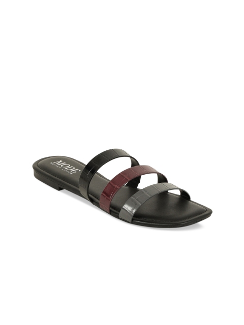 

Mode by Red Tape Women Black & Red Colourblocked Open Toe Flats