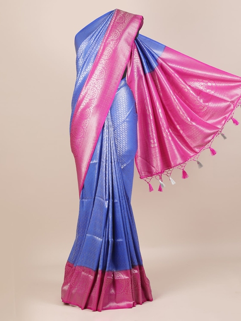

Pothys Blue & Pink Jute Silk Woven Design Saree