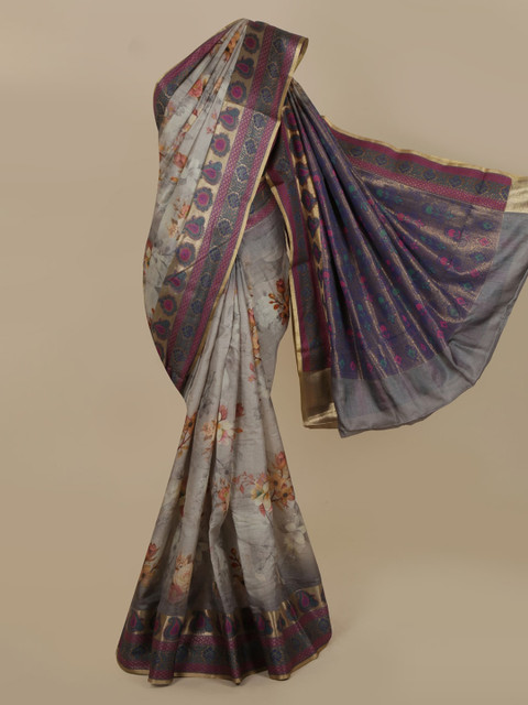 

Pothys Grey Solid Saree