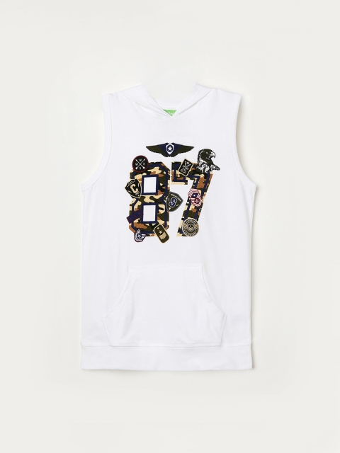 

Bossini Boys White Printed Hooded T-shirt