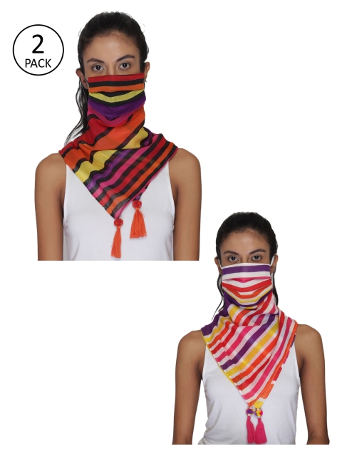 

Anekaant Women Pack Of 2 3-Ply Reusable Scarf-Style Cloth Mask, Red