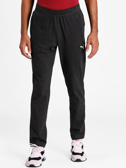 

Puma Men Charcoal Grey Zippered Jersey Embroidered PUMA Cat Logo Men's Pants