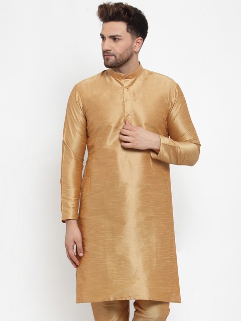 

Jompers Men Gold-Toned Solid Straight Kurta