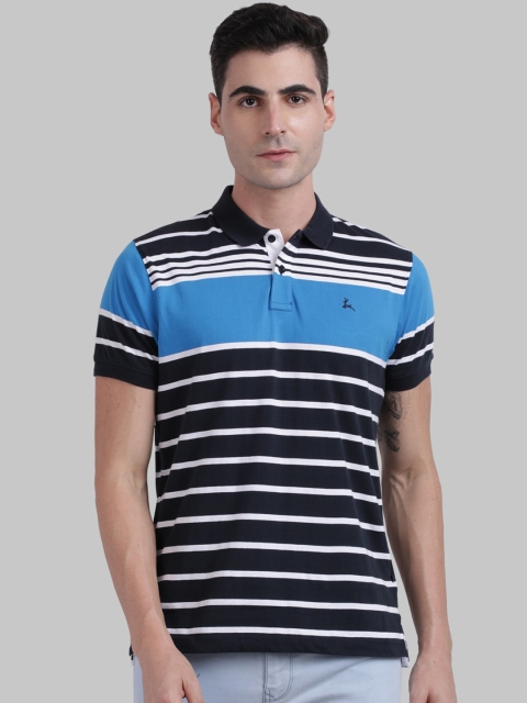 

Parx Men Blue & Black Checked Polo Collar T-shirt
