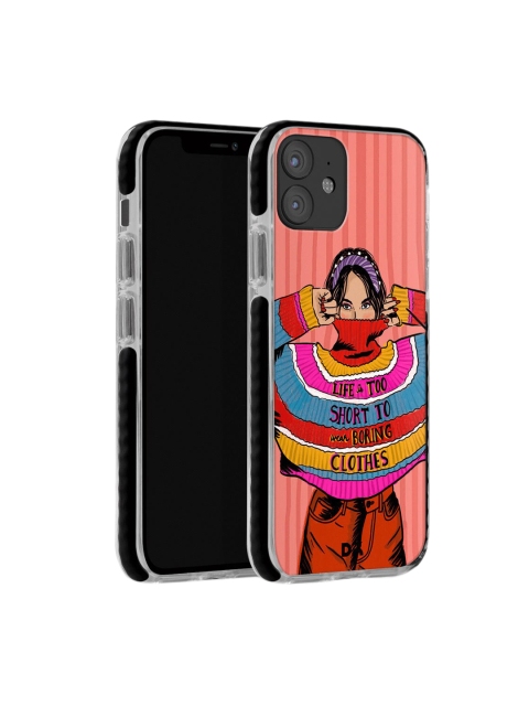 

DailyObjects Men Pink & Red Colourblock Jumper iPhone 12 Stride Back Cover