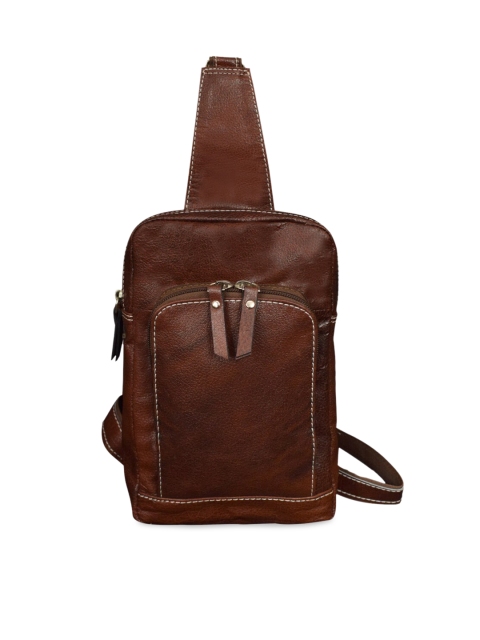 

ABYS Unisex Brown Solid Leather Messenger Bag