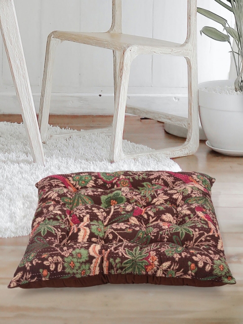 

Tistabene Brown & Green Floral Printed Square Floor Cushion Gaddi