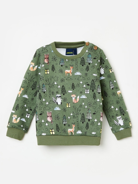 

Juniors by Lifestyle Boys Olive Green & Black Printed Sweatshirt