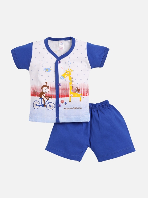 

NAUTI KIDZ Girls Blue & White Printed T-shirt with Shorts