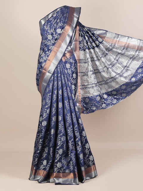 

Pothys Navy Blue Woven Design Jute Silk Saree