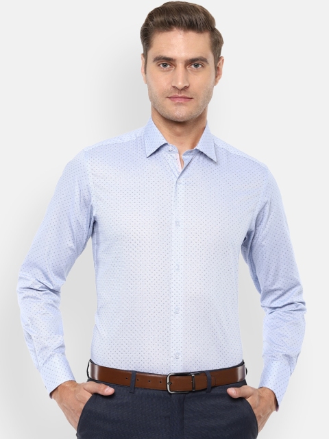 

Louis Philippe Men Blue Slim Fit Printed Pure Cotton Formal Shirt