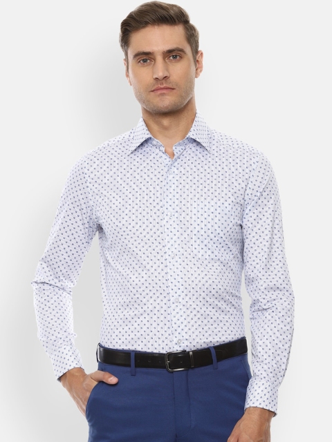 

Louis Philippe Men Blue & White Regular Fit Printed Pure Cotton Formal Shirt