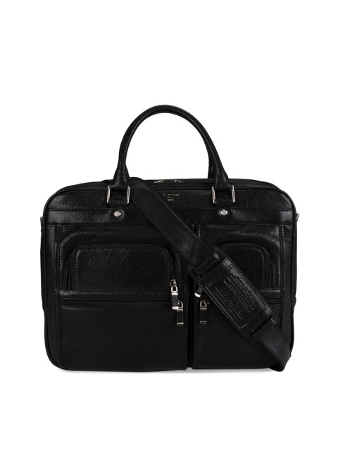 

Da Milano Men Black Solid Leather Laptop Bag