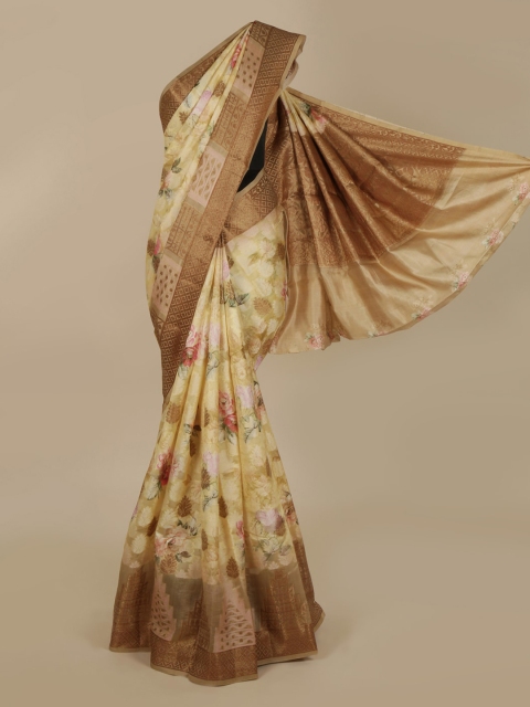 

Pothys Beige & Brown Jute Silk Woven Design Saree