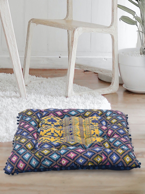 

Tistabene Blue & Yellow Digital Printed Rectangle Gaddi Cushion