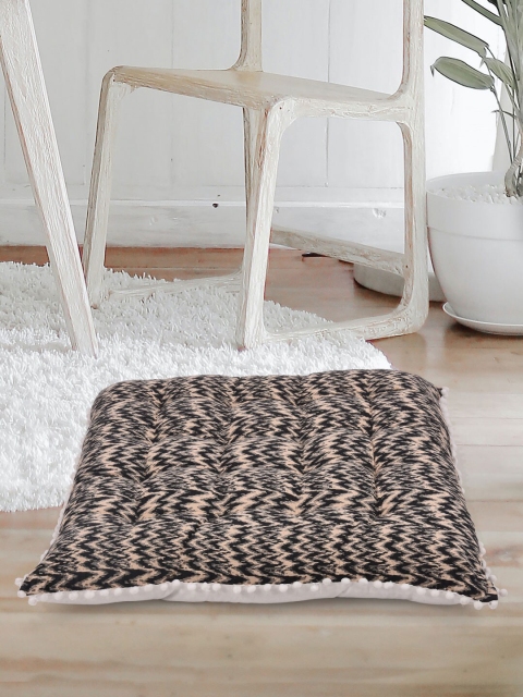 

Tistabene Black & Beige Ikat Printed Square Floor Cushions