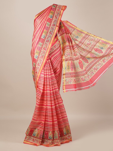 

Pothys Pink Striped Jute Silk Saree