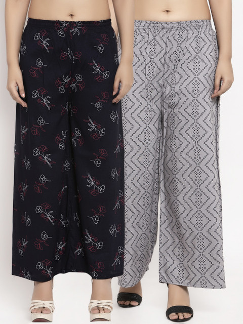 

KLOTTHE Women Multicoloured Set of 2 Printed Straight Palazzos, Multi