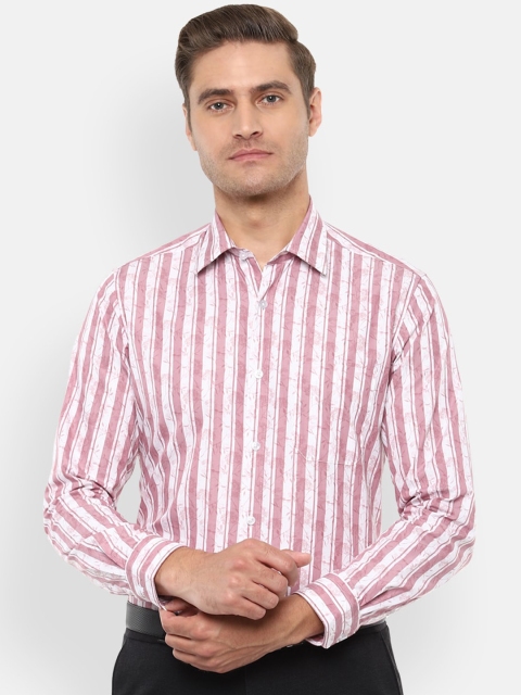 

Louis Philippe Men White & Pink Slim Fit Printed Pure Cotton Formal Shirt