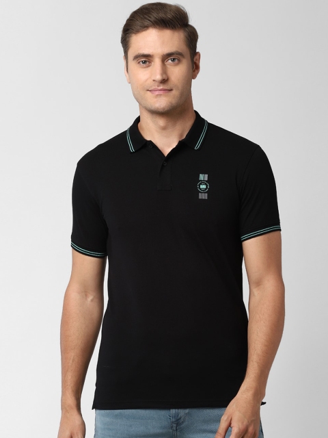 

Peter England Casuals Men Black Solid Polo Collar Slim Fit T-shirt