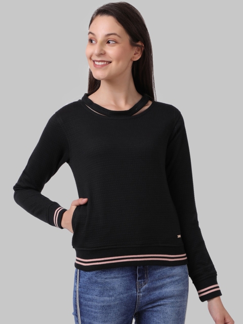 

Park Avenue Woman Black & Pink Solid Sweatshirt