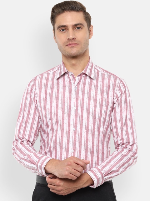 

Louis Philippe Men White & Mauve Slim Fit Printed Pure Cotton Formal Shirt